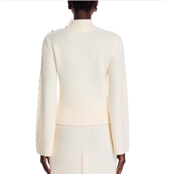 Derek Lam 10 Crosby Thomas Cable Knit Wool Sweater Blanc De Blanc TF439295YCB XS